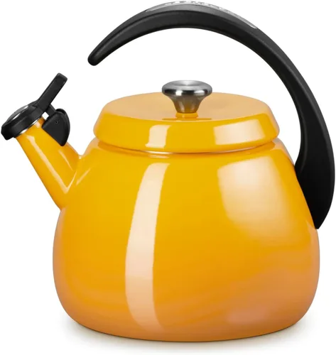 Vista 8 de Le Creuset - Tetera de cloche esmaltada en acero, 2.2 cuartos de galón, Cerise