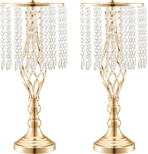 Vista 17 de VEVOR Centro de Mesa de Boda de Metal Dorado, Candelabro, 20 Piezas 58cm/22.83