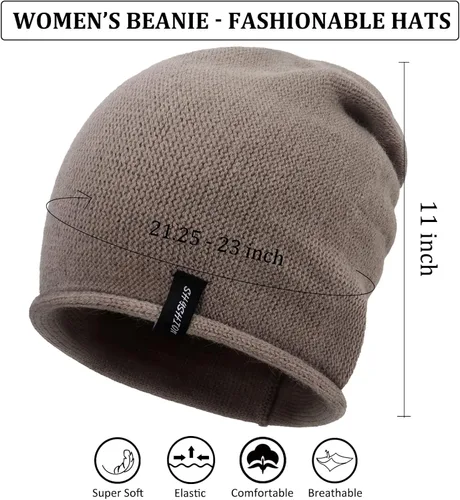 Vista 2 de DANMY Gorro para mujer gorro de lana holgado de punto suave gorro cálido para mujer
