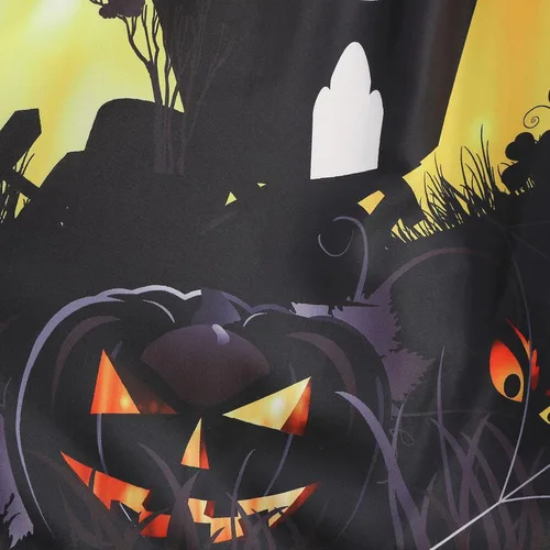 Vista 6 de Disfraces de Halloween para mujer, vestido de cóctel de manga larga con encaje, vestido de calabaza y fantasma, disfraz de fiesta de cosplay