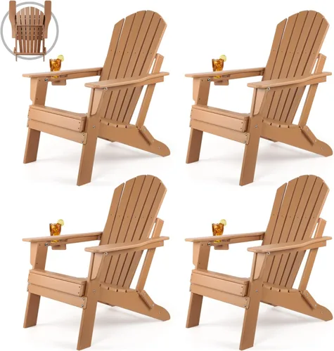 Vista 11 de FUNBERRY Silla plegable Adirondack, sillas de hoguera de HDPE para todo tipo de clima con portavasos para exteriores HDPE All Weather