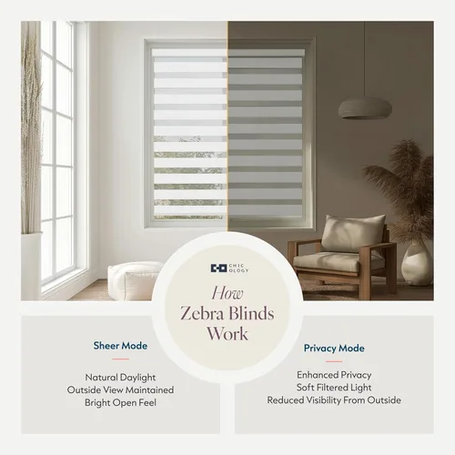 Vista 3 de CHICOLOGY - Persianas de cebra, persianas enrollables para ventanas, cortinas para ventanas, persianas enrollables para ventanas, persianas