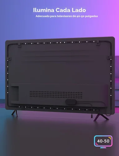 Vista 8 de Govee Tira de retroiluminación LED para TV, retroiluminación LED inteligente RGBIC para televisores de 40 a 50 pulgadas, sincronización de música