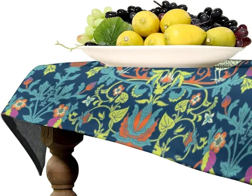 Vista 310 de Mantel Floral Retro de Pájaros, Diseño Original Bohemio William Morris Estampado Cubierta de Mesa para Hogar Picnic Fiesta Comedor Cocina William