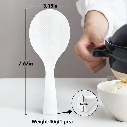 Vista 3 de FireKylin 2 piezas de pala de arroz de plástico, espátula de cuchara de arroz antiadherente, cuchara de olla de arroz resistente al calor (blanco)