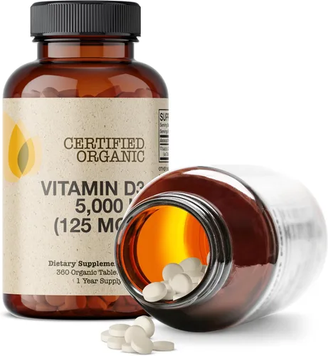 Vista 4 de Futurebiotics Vitamina D3 5,000 UI (125 MCG), Suplemento orgánico de vitamina D certificado por USDA, 360 tabletas