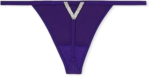 Vista 4 de Victoria's Secret Rhinestone Shine V-String Panty Color Noche OcéanoAzul Nuevo