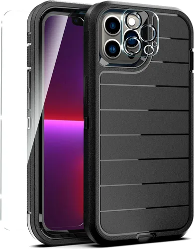 Vista 35 de YmhxcY Funda para iPhone 12/iPhone 12 Pro [2 Protectores de Pantalla de Vidrio Templado] Cubierta Duradera de 3 Capas A Prueba de Caídas/Funda