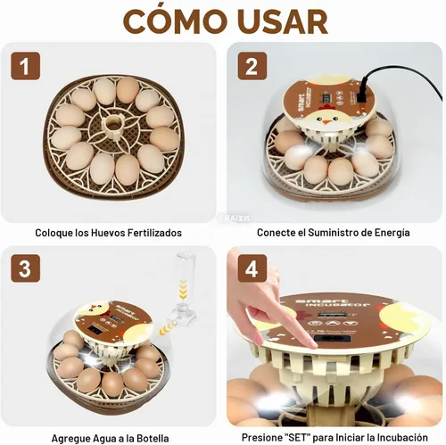 Vista 6 de Nest I - Incubadora de 12 huevos para principiantes, giro automático de huevos, humedad constante con botella de agua de recarga automática
