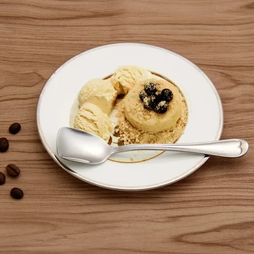 Vista 7 de Cucharas de postre, cucharas de acero inoxidable 18/10, juego de 4, cucharas de helado de cabeza cuadrada para té, postre, azúcar