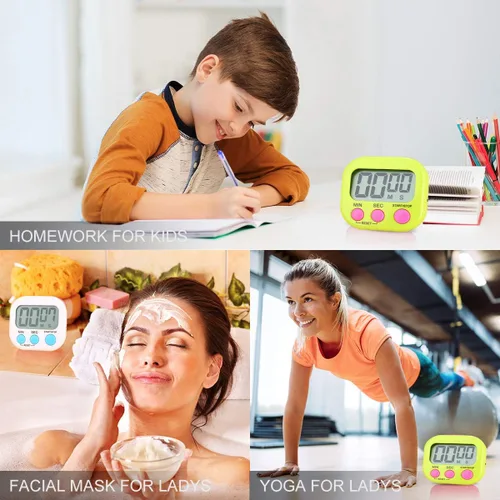 Vista 2 de Temporizador de cocina digital para profesores y niños que cocinan con interruptor magnético y de encendido/apagado y cuenta regresiva, cronómetro