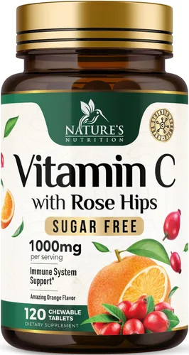 Vista 10 de Vitamin C 1000mg Per Serving Chewable - Sugar Free - Extra Strength Antioxidants - Natural Immune Support Supplement with Vitamin C & Rose Hips