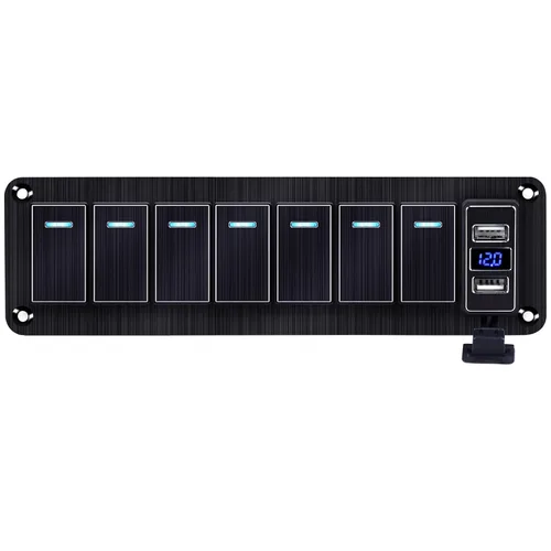 Vista 35 de Panel de interruptor basculante de aluminio de 2 vías, impermeable, precableado con retroiluminación azul, interruptor de palanca