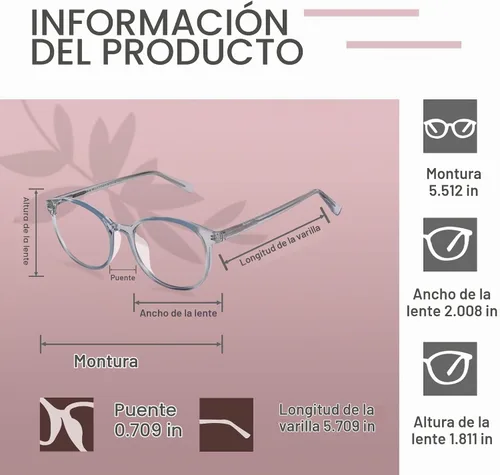 Vista 5 de FONHCOO Blue Light Glasses for Women Men Computer Eyeglasses(Blue) Lightweight TR90 Round Frame Transparent Blue Light Blocking Glasses
