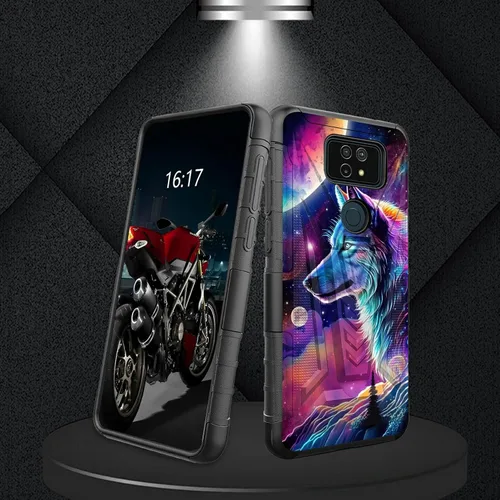 Vista 210 de Funda para AT&T Maestro Max 2021/Cricket Ovation 2 con protector de pantalla de vidrio templado, funda resistente con función atril integrada