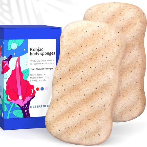 Vista 9 de Cuerpo de esponja Konjac (paquete de 2) Fibra vegana suave a base de plantas sin microplásticos Sostenible 100% natural + no tóxica