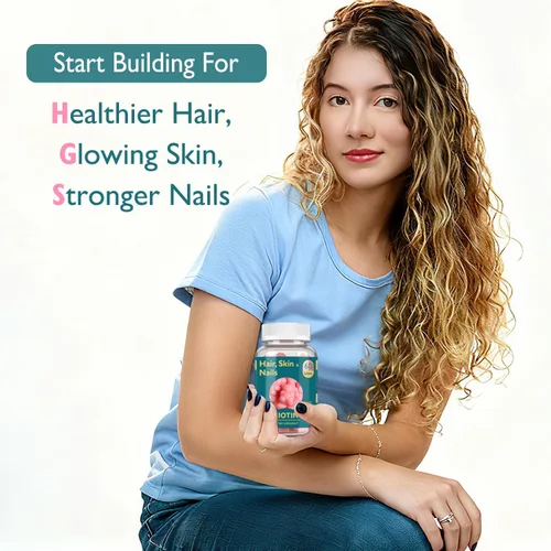 Vista 2 de Gomitas para el cabello y las uñas, apoya la salud del cabello, la piel y las uñas, vitaminas de biotina vegana para mujeres y hombres, apoya