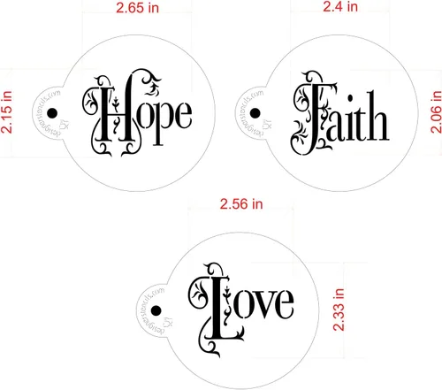 Vista 5 de Juego de plantillas de galletas Hope, Faith and Love C1010 de Designer Stencils