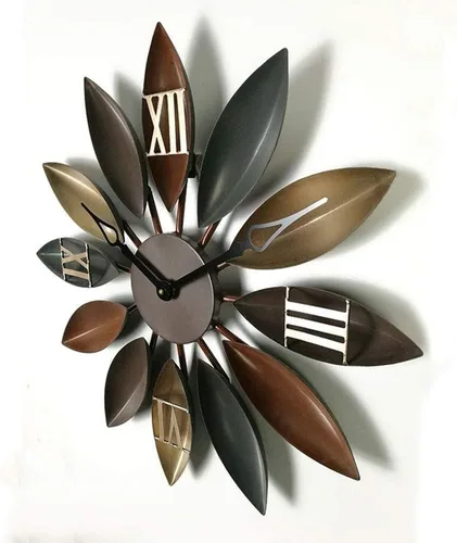 Vista 2 de European and American Style Retro Industrial Iron Leaf Decorative Wall Clocks Creative Living Room Wall Clock Mute Diameter 55CM