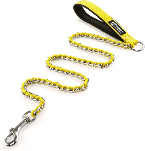 Vista 19 de TSPRO Correa de perro a prueba de mordeduras de acero inoxidable para perro, cadena de metal, correa de entrenamiento para perros con mango suave