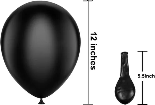 Vista 2 de KBZVNAF Globos negros de látex para fiesta, paquete de 50 globos de helio negro mate de 12 pulgadas para decoración de bodas, graduaciones, baby
