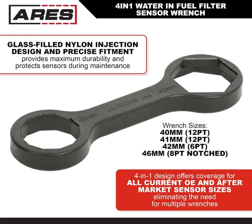 Vista 2 de ARES 14023 – Llave de filtro de agua en combustible de 4 en 1 – Diseño de 4 en 1 cubre todos los tamaños actuales de sensores OE y del mercado