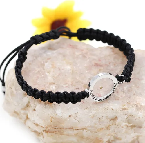 Vista 3 de Uloveido Woven Braided Rope Mustard Seed Bracelet Inspirational Handmade Christian Bracelet Adjustable String Faith Gift