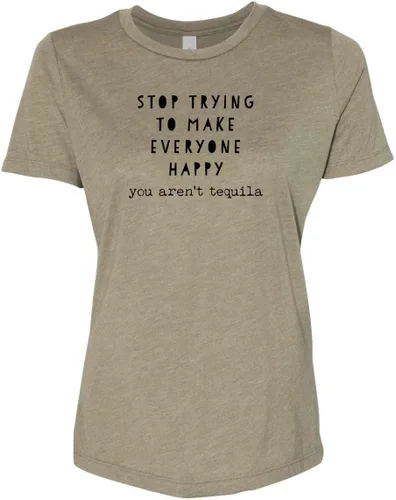 Vista 23 de Cute Women's Screen Printed Crew Neck Tee, Shirts With Sayings, Dusty Blue or Olive