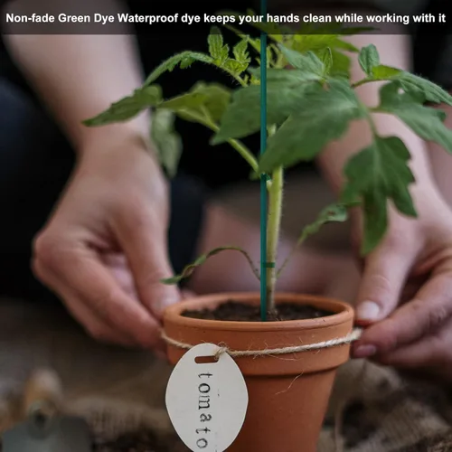 Vista 4 de 50 estacas de madera de 18 pulgadas para plantas de jardín, tomate, estacas y soportes para plantas en maceta, viene con 100 lazos verdes