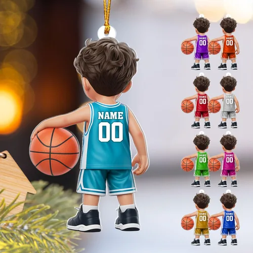Vista 23 de Adorno Personalizado de Baloncesto 2025 - Adorno de Jugador de Baloncesto - Adornos de Árbol de Navidad de Baloncesto - Regalos de Jugador de Bkb 5