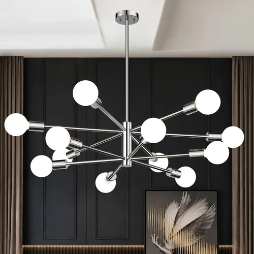 Vista 11 de Sputnik - Lámpara de techo con 6 luces para comedor Negro y oro cepillado