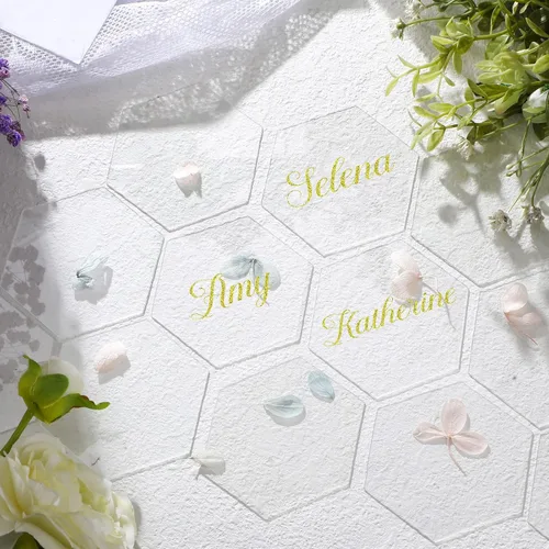 Vista 4 de Chunful - 120 tarjetas de acrílico transparente con nombre en blanco Tabla de asientos de número de mesa para banquete de boda, mesa de cena