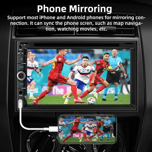 Vista 3 de Estéreo de coche doble DIN con reproductor de CD/DVD, pantalla táctil de 7 pulgadas, Bluetooth 5.2, CarPlay/Android Auto, cámara de respaldo