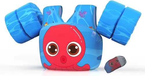 Vista 22 de DOOHALO Flotadores de natación para niños de 28 a 70 libras, chaleco flotante de hombro para niños de 2 a 8 años de edad, para niños y niñas, bebés