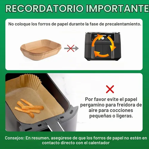 Vista 4 de 125 piezas de forros grandes desechables para freidora de aire familiar