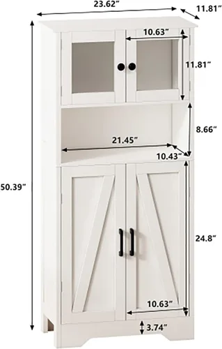 Vista 2 de Armário de Armazenamento Armário de Armazenamento con puertas de acrílico, 23.62 pulgadas con luz LED, organizador de almacenamiento para sala