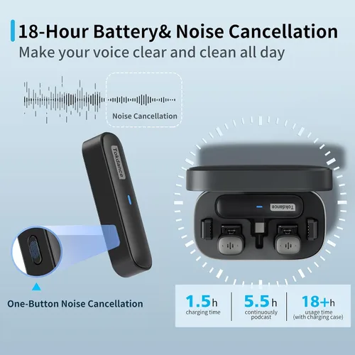 Vista 3 de Micrófono Lavalier inalámbrico 3 en 1 – Mini micrófono de solapa con adaptadores reemplazables compatible con cámara iPhone Android – Excelente