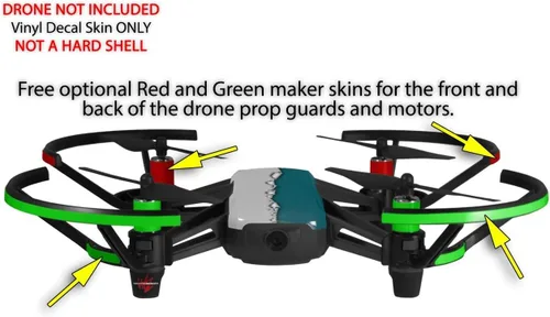 Vista 3 de Skin Decal Wrap Pack 2 para DJI Ryze Tello Drone Ripped Colors Gray Seafoam Green Drone no incluido