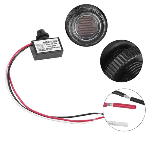 Vista 2 de Interruptor fotoeléctrico, 120VAC Sensor de luz Control automático encendido apagado interruptor fotoeléctrico para accesorios de iluminación