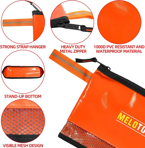 Vista 3 de MELOTOUGH material impermeable 12 pulgadas bolsa de herramientas con cremallera 2 unidades, bolsa de herramientas multiusos para herramientas