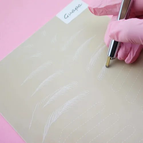 Vista 7 de 3 piezas de doble cara sin tinta práctica tatuaje piel falsa hojas microblading pelo práctica látex cejas tatuaje práctica piel práctica