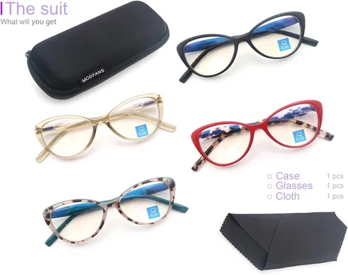 Vista 6 de MODFANS Lentes de lectura con luz azul para mujer 0.0, bisagras de resorte, antirreflejos, fatiga ocular UV, lentes de computadora para mujer
