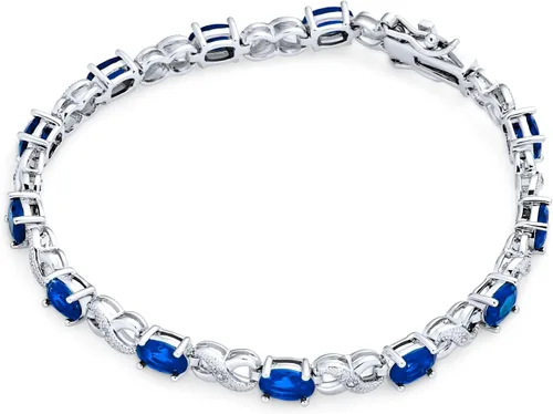 Vista 2 de Bling Jewelry Pulsera de tenis con circonita cúbica de 9 quilates, zafiro simulado, rubí, morganita, esmeralda, turmalina, circonita cúbica, azul