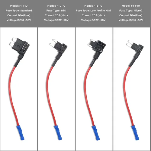 Vista 6 de Recoil FT3-10 Paquete de 10 adaptadores de grifo de fusible de 12 V para automóvil Add-a-Circuit Adaptador ACN Blade de perfil bajo Mini fusible