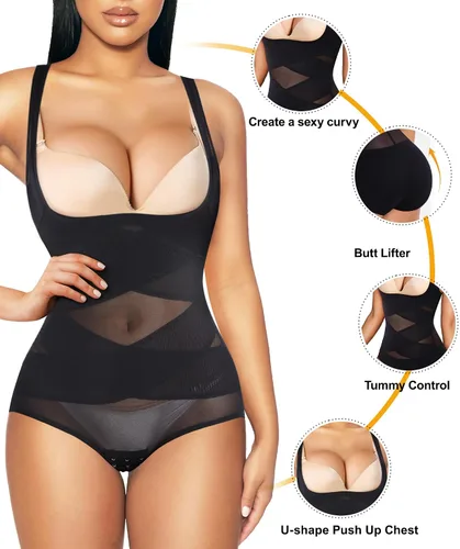 Vista 2 de REYEOGO Body moldeador para mujer, con control de abdomen, levantador de glúteos, cintura alta, moldeador de estómago, faja adelgazante