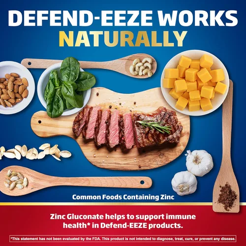 Vista 5 de Defend-EEZE - Pastillas de suplemento dietético de apoyo inmunológico, 100% valor diario de zinc, vitaminas C y D por dosis, con equinácea y saúco