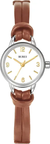 Vista 7 de BUREI Reloj de pulsera analógico de cuarzo para mujer, correa de cuero, reloj de pulsera Relogio Feminino, regalo para mujer