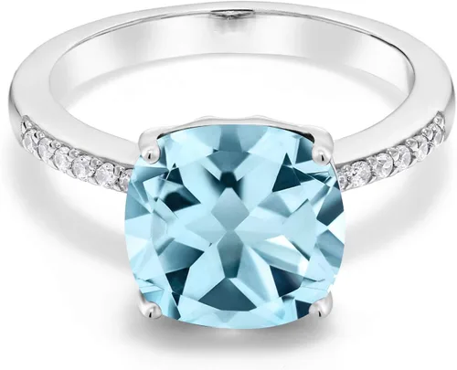 Vista 24 de Gem Stone King Anillo de compromiso de plata de ley 925 con piedra preciosa de corte cojín de 0.39 pulgadas Anillo de compromiso de aniversario