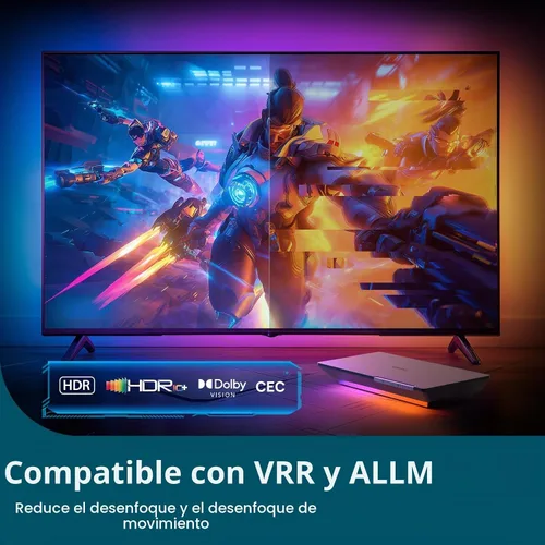 Vista 3 de Linkind Retroiluminación para TV, caja de sincronización HDMI 2.1 con tecnología AI LumiSync, compatible con 8K@60Hz, retroiluminación LED
