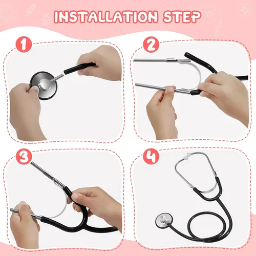 Vista 4 de Estetoscopio para niños, estetoscopio de enfermería que funciona de verdad para niños, juguete de jugar al doctor para niños pequeños, niños